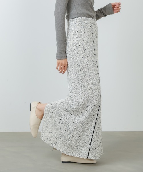 Bab(バブ)の「【セットアップ対応可能】【選べるサイズ展開】MIX編みラインニットスカート(スカート・レディース・ブラック/アイボリー・S/M)」の4枚目の写真