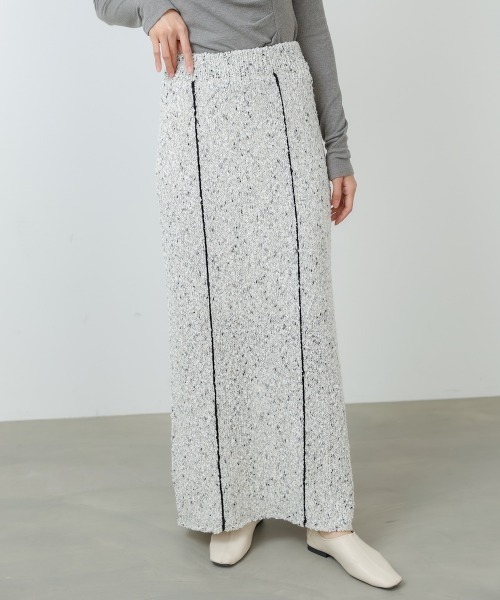 Bab(バブ)の「【セットアップ対応可能】【選べるサイズ展開】MIX編みラインニットスカート(スカート・レディース・ブラック/アイボリー・S/M)」の5枚目の写真