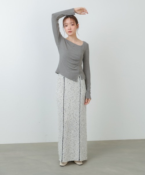Bab(バブ)の「【セットアップ対応可能】【選べるサイズ展開】MIX編みラインニットスカート(スカート・レディース・ブラック/アイボリー・S/M)」の10枚目の写真