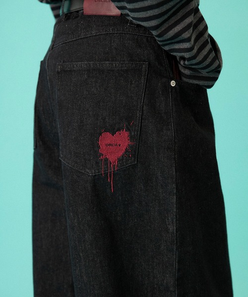 ONCILY（オンシェリー）の「MELTING HEART WIDE DENIM PANTS / メルティングハートワイドデニムパンツ（デニムパンツ・メンズ・インディゴブルー/ブラック・SMALL/MEDIUM/LARGE）」の6枚目の写真