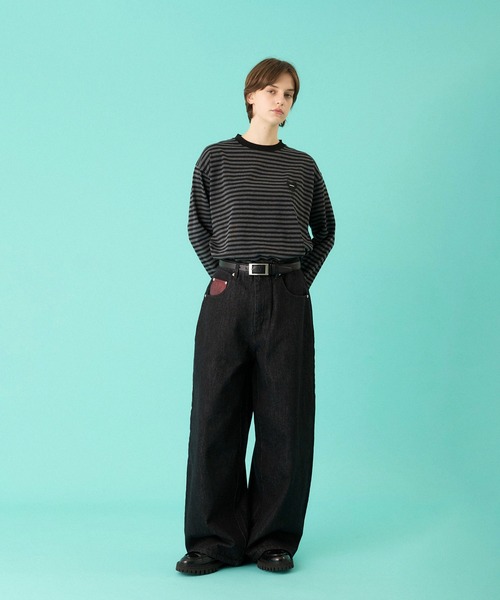 ONCILY（オンシェリー）の「MELTING HEART WIDE DENIM PANTS / メルティングハートワイドデニムパンツ（デニムパンツ・メンズ・インディゴブルー/ブラック・SMALL/MEDIUM/LARGE）」の7枚目の写真