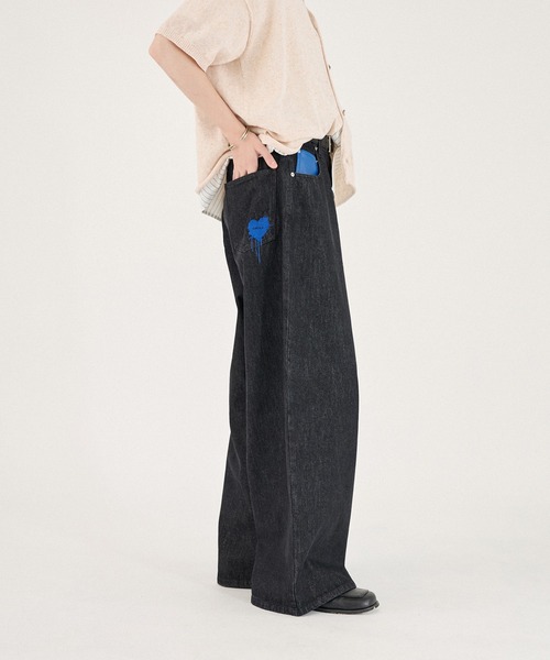 ONCILY(オンシェリー)の「MELTING HEART WIDE DENIM PANTS / メルティングハートワイドデニムパンツ(デニムパンツ・メンズ・インディゴブルー/ブラック/ライトインディゴブルー/ブラック系その他/ナチュラル/ブラック系その他2/ブラウン/カーキ・SMALL/MEDIUM/LARGE)」の19枚目の写真