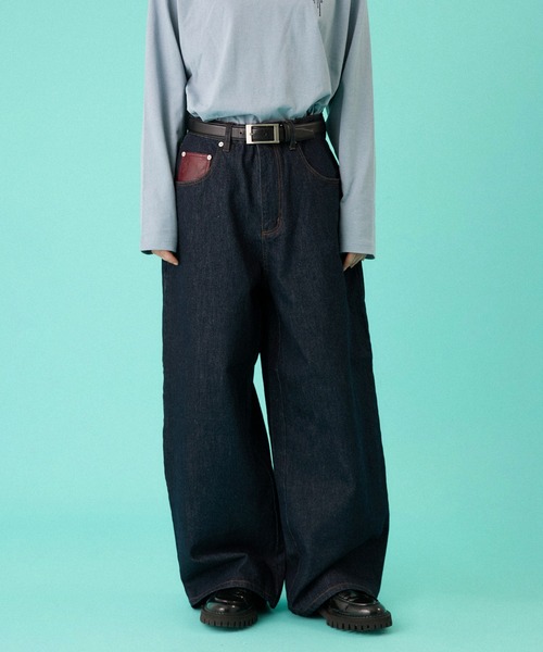 ONCILY（オンシェリー）の「MELTING HEART WIDE DENIM PANTS / メルティングハートワイドデニムパンツ（デニムパンツ・メンズ・インディゴブルー/ブラック・SMALL/MEDIUM/LARGE）」の12枚目の写真