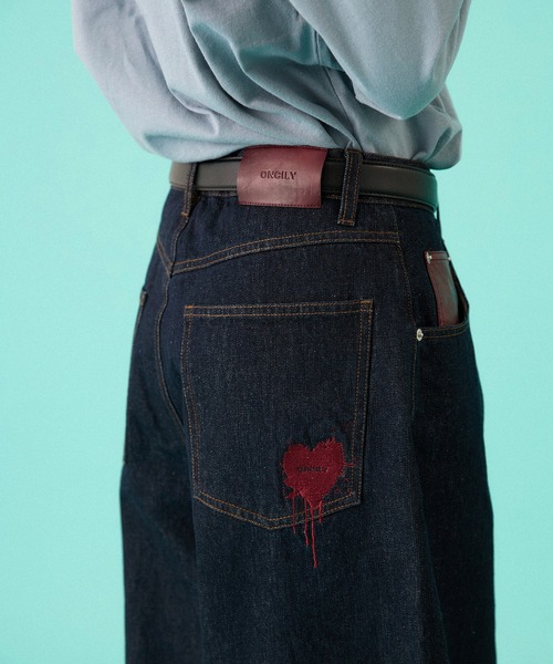 ONCILY（オンシェリー）の「MELTING HEART WIDE DENIM PANTS / メルティングハートワイドデニムパンツ（デニムパンツ・メンズ・インディゴブルー/ブラック・SMALL/MEDIUM/LARGE）」の14枚目の写真