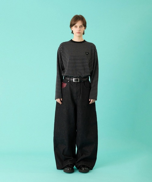 ONCILY（オンシェリー）の「MELTING HEART WIDE DENIM PANTS / メルティングハートワイドデニムパンツ（デニムパンツ・メンズ・インディゴブルー/ブラック・SMALL/MEDIUM/LARGE）」の8枚目の写真