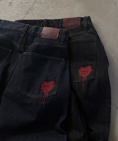 ONCILY(オンシェリー)の「MELTING HEART WIDE DENIM PANTS / メルティングハートワイドデニムパンツ(デニムパンツ・メンズ・インディゴブルー/ブラック/ライトインディゴブルー/ブラック系その他/ナチュラル/ブラック系その他2/ブラウン/カーキ・SMALL/MEDIUM/LARGE)」の13枚目の写真