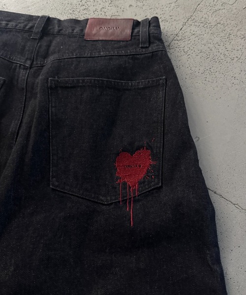 ONCILY（オンシェリー）の「MELTING HEART WIDE DENIM PANTS / メルティングハートワイドデニムパンツ（デニムパンツ・メンズ・インディゴブルー/ブラック・SMALL/MEDIUM/LARGE）」の19枚目の写真