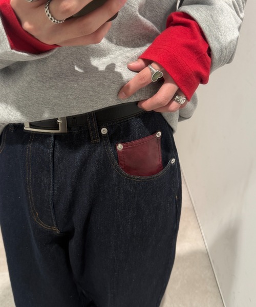 ONCILY(オンシェリー)の「MELTING HEART WIDE DENIM PANTS / メルティングハートワイドデニムパンツ(デニムパンツ・メンズ・インディゴブルー/ブラック/ライトインディゴブルー/ブラック系その他/ナチュラル/ブラック系その他2/ブラウン/カーキ・SMALL/MEDIUM/LARGE)」の14枚目の写真