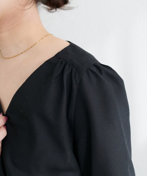 natural couture（ナチュラルクチュール）の「リボン付きカシュクールワンピース（ワンピース・レディース・ピンク/ネイビー/ブラック/ライトベージュ・FREE）」の12枚目の写真