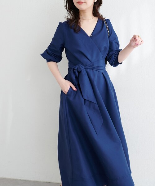 natural couture（ナチュラルクチュール）の「リボン付きカシュクールワンピース（ワンピース・レディース・ピンク/ネイビー/ブラック/ライトベージュ・FREE）」の20枚目の写真