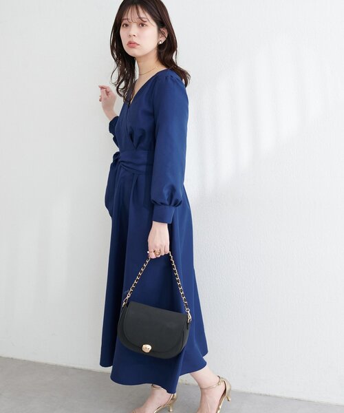 natural couture（ナチュラルクチュール）の「リボン付きカシュクールワンピース（ワンピース・レディース・ピンク/ネイビー/ブラック/ライトベージュ・FREE）」の22枚目の写真