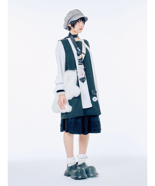 Never mind the XU / Chikashitsu+（ネバーマインド ザ エックスユー / チカシツプラス）の「【Nerd out XU】Big button newsboy cap / 【ナードアウトエックスユー】ビッグボタンニュースボーイキャップ <着用動画あり>（キャスケット・レディース・グレー・ONE SIZE）」の15枚目の写真