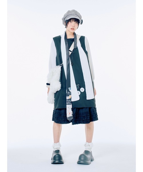 Never mind the XU / Chikashitsu+（ネバーマインド ザ エックスユー / チカシツプラス）の「【Nerd out XU】Big button newsboy cap / 【ナードアウトエックスユー】ビッグボタンニュースボーイキャップ <着用動画あり>（キャスケット・レディース・グレー・ONE SIZE）」の13枚目の写真