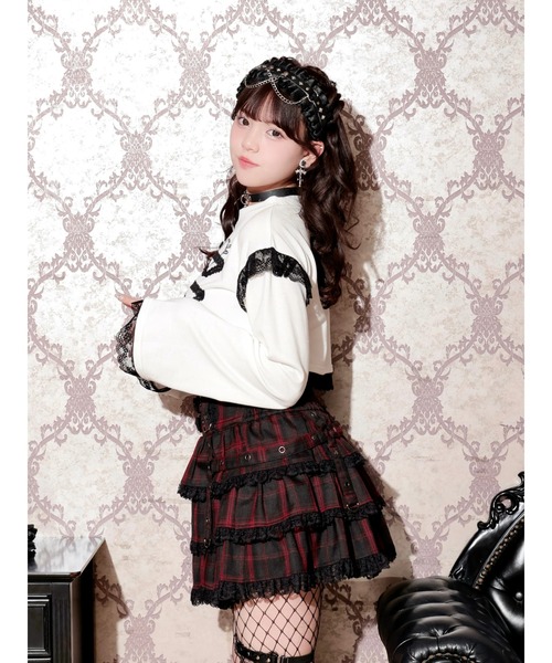 NOEMIE（ノエミー）の「ボーンレースショートカットソー（Tシャツ/カットソー・レディース・オフホワイト/ブラック/ピンク・M）」の5枚目の写真