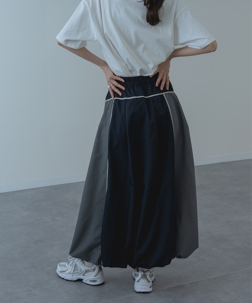 refinedworks（リファインドワークス）の「【refinedworks】デニム × ナイロン × バルーン の新型 スカート！（デニムスカート・レディース・ネイビー/ブラック・FREE）」の20枚目の写真