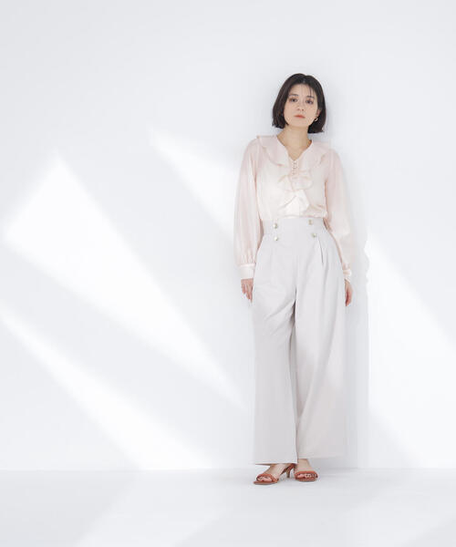 NATURAL BEAUTY BASIC（ナチュラルビューティーベーシック）の「◇ハイウエストマリンパンツ（その他パンツ・レディース・オフホワイト/ネイビー/ピンク・MEDIUM/SMALL/X-SMALL）」の4枚目の写真