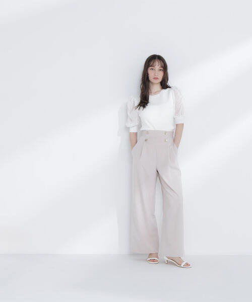 NATURAL BEAUTY BASIC（ナチュラルビューティーベーシック）の「◇ハイウエストマリンパンツ（その他パンツ・レディース・オフホワイト/ネイビー/ピンク・MEDIUM/SMALL/X-SMALL）」の9枚目の写真