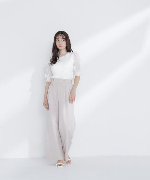 NATURAL BEAUTY BASIC（ナチュラルビューティーベーシック）の「◇ハイウエストマリンパンツ（その他パンツ・レディース・オフホワイト/ネイビー/ピンク・MEDIUM/SMALL/X-SMALL）」の12枚目の写真