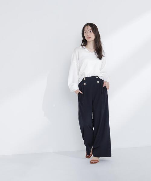 NATURAL BEAUTY BASIC(ナチュラルビューティーベーシック)の「◇ハイウエストマリンパンツ(その他パンツ・レディース・オフホワイト/ネイビー/ピンク・MEDIUM/SMALL/X-SMALL)」の4枚目の写真