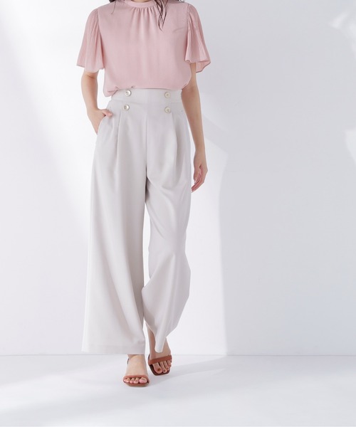 NATURAL BEAUTY BASIC（ナチュラルビューティーベーシック）の「◇ハイウエストマリンパンツ（その他パンツ・レディース・オフホワイト/ネイビー/ピンク・MEDIUM/SMALL/X-SMALL）」の2枚目の写真