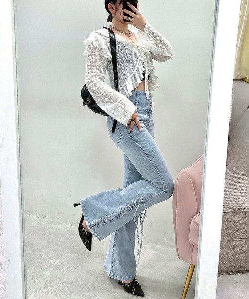 Another Branch olive des olive（アナザーブランチオリーブデオリーブ）の「サイドレースＵＰセミフレアデニム（その他パンツ・レディース・ケミカルウォッシュ/その他/スミクロ・MEDIUM/SMALL）」の20枚目の写真