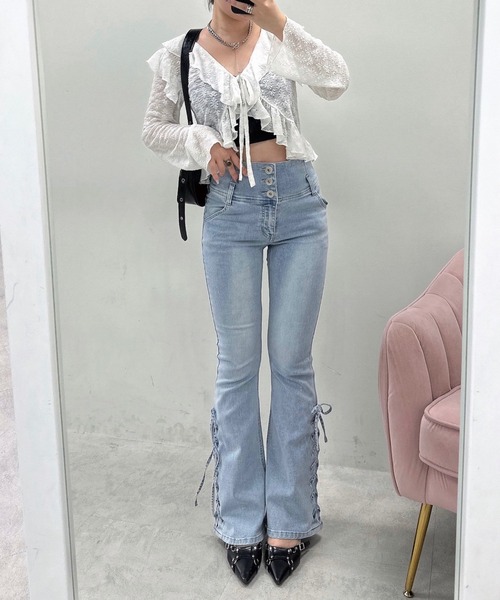 Another Branch olive des olive（アナザーブランチオリーブデオリーブ）の「サイドレースＵＰセミフレアデニム（その他パンツ・レディース・ケミカルウォッシュ/その他/スミクロ・MEDIUM/SMALL）」の21枚目の写真