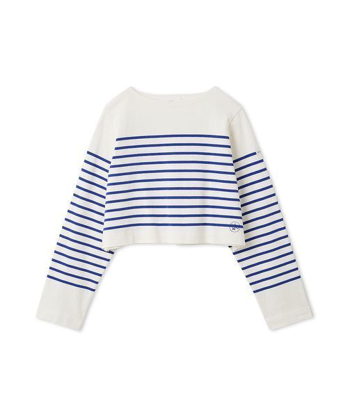 Mila Owen（ミラオーウェン）の「ボートネック短丈パネルボーダー（Tシャツ/カットソー・レディース・ブラック/ブルー/ライム・F）」の3枚目の写真