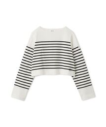 Mila Owen | ボートネック短丈パネルボーダー(Tシャツ/カットソー)