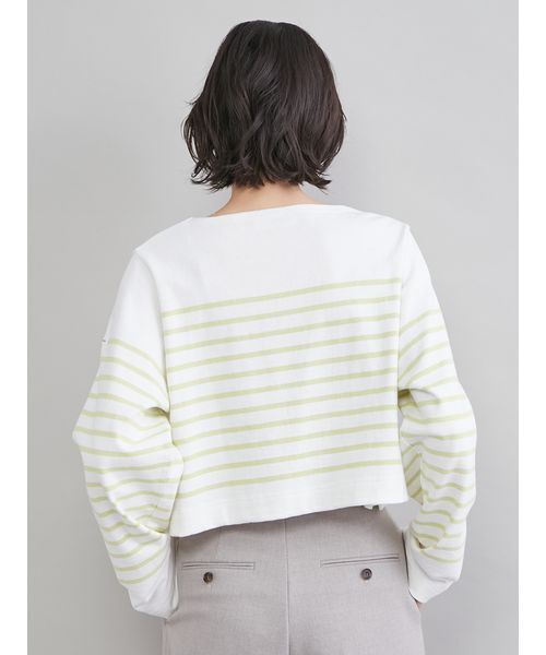 Mila Owen（ミラオーウェン）の「ボートネック短丈パネルボーダー（Tシャツ/カットソー・レディース・ブラック/ブルー/ライム・F）」の7枚目の写真