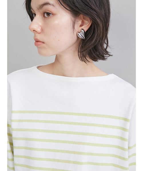 Mila Owen（ミラオーウェン）の「ボートネック短丈パネルボーダー（Tシャツ/カットソー・レディース・ブラック/ブルー/ライム・F）」の8枚目の写真