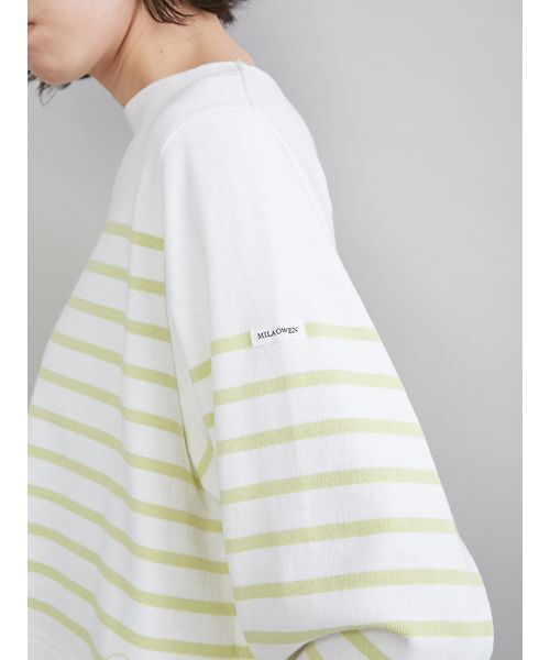 Mila Owen（ミラオーウェン）の「ボートネック短丈パネルボーダー（Tシャツ/カットソー・レディース・ブラック/ブルー/ライム・F）」の11枚目の写真