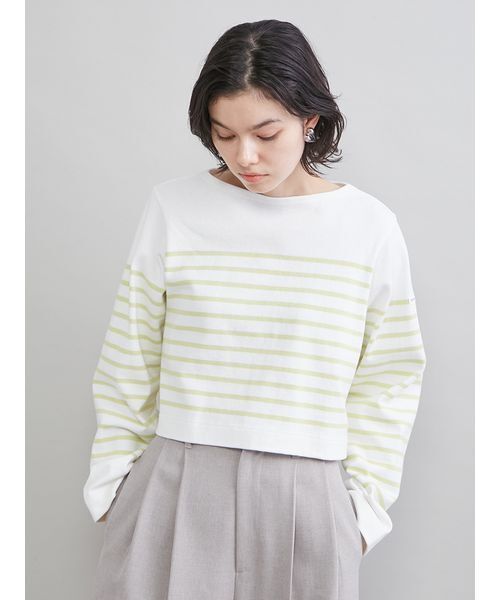 Mila Owen（ミラオーウェン）の「ボートネック短丈パネルボーダー（Tシャツ/カットソー・レディース・ブラック/ブルー/ライム・F）」の12枚目の写真