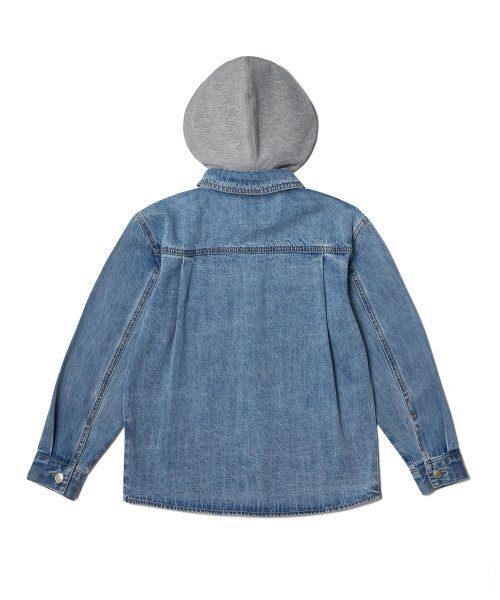 MUSINSA STANDARD KIDS（ムシンサスタンダードキッズ）の「オーバーサイズ デタッチャブル フード デニム シャツ [ライトインディゴ]（シャツ/ブラウス・レディース・その他・100/110/120/130/140/150/160）」の3枚目の写真