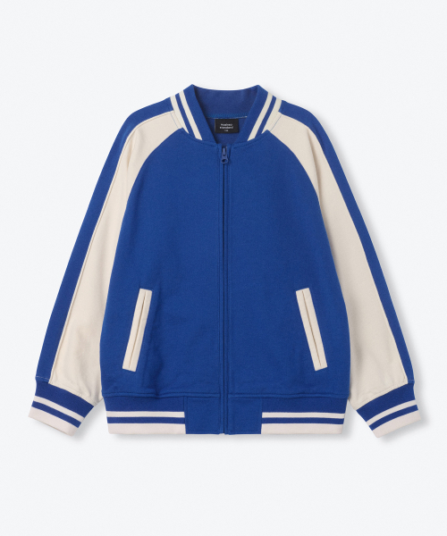 MUSINSA STANDARD KIDS（ムシンサスタンダードキッズ）の「オーバーサイズラグランスウェットバスティジャケット[ブルー]（ブルゾン・レディース・その他・110/100/120/130/140/150/160）」の2枚目の写真