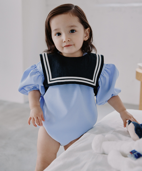 IENA ENFANT(イエナアンファン)の「【BASIC】セーラースタイベスト baby(スタイ/よだれかけ・キッズ・ブラック/ベージュ/ホワイト系その他/ホワイト・FREE)」の7枚目の写真