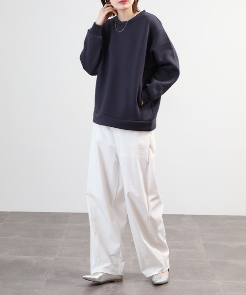 OMNES(オムネス)の「スポンジポンチ後裾ファスナープルオーバー(Tシャツ/カットソー・レディース・モカ/ネイビー・FREE)」の20枚目の写真
