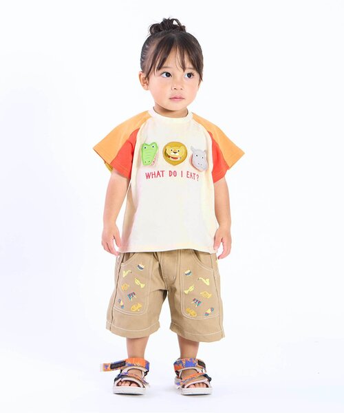 BIT'Z（ビッツ）の「【知育】動物達のごはん何かな半袖Tシャツ（Tシャツ/カットソー・キッズ・アイボリー/サックスブルー・80/90/95/100/110/120）」の3枚目の写真