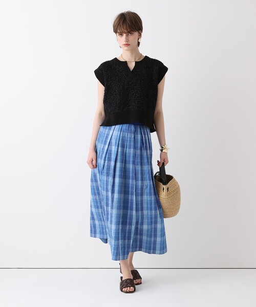 allureville（アルアバイル）の「オンブレーチェックタックスカート（スカート・レディース・ブルー・2/1）」の5枚目の写真