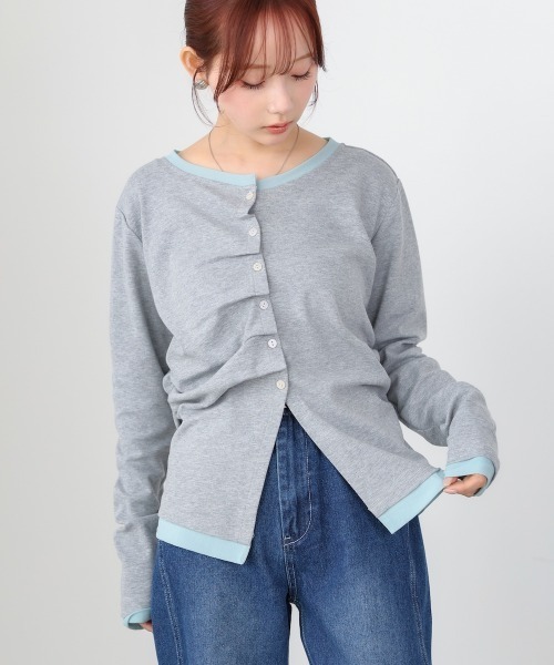 Bab（バブ）の「配色レイヤードドレープカーディガン（カーディガン/ボレロ・レディース・ブラック/ホワイト系その他/杢グレー・FREE）」の19枚目の写真