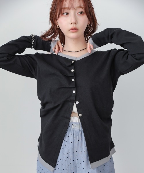 Bab（バブ）の「配色レイヤードドレープカーディガン（カーディガン/ボレロ・レディース・ブラック/ホワイト系その他/杢グレー・FREE）」の21枚目の写真