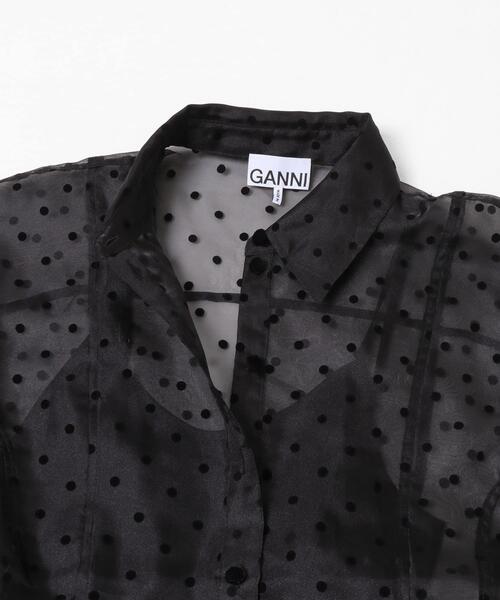 GANNI（ガニー）の「GANNI　FLOCKED ORGANZA PEPLUM SHIRTS（シャツ/ブラウス・レディース・ブラック・36）」の6枚目の写真