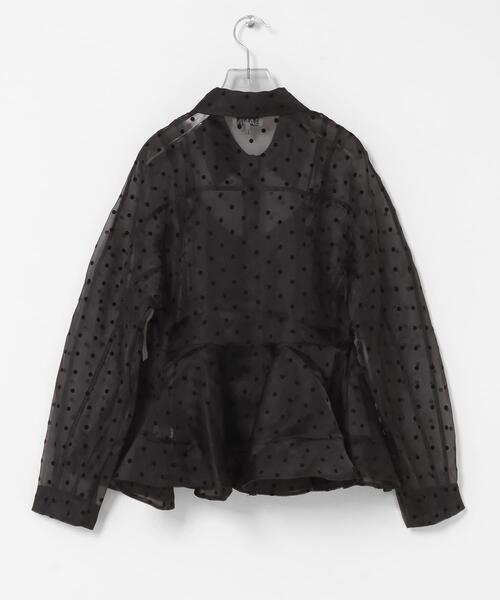 GANNI（ガニー）の「GANNI　FLOCKED ORGANZA PEPLUM SHIRTS（シャツ/ブラウス・レディース・ブラック・36）」の4枚目の写真