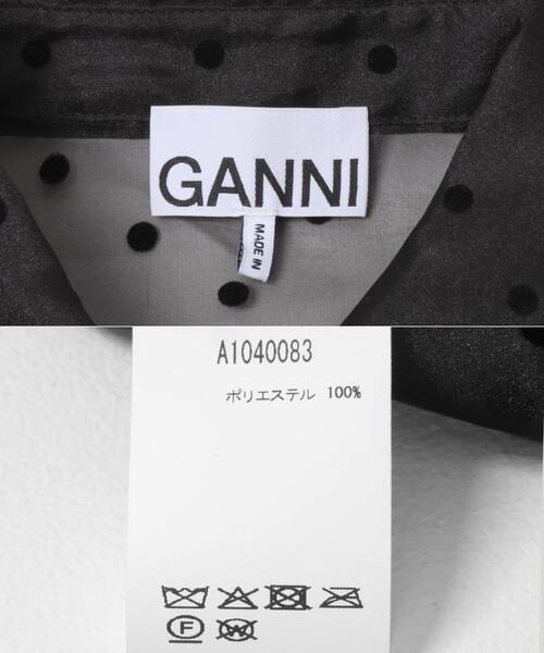 GANNI（ガニー）の「GANNI　FLOCKED ORGANZA PEPLUM SHIRTS（シャツ/ブラウス・レディース・ブラック・36）」の2枚目の写真