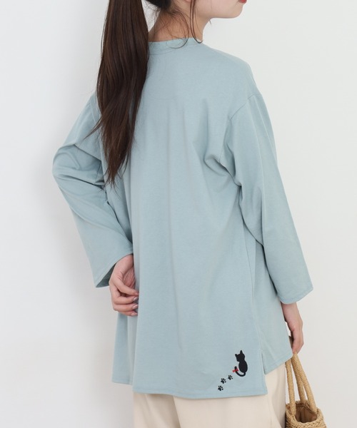Quelle Chance(ケルシャンス)の「多ポケット刺繍プルオーバー いろいろネコ 長袖(Tシャツ/カットソー・レディース・チャコールグレー/オートミール/ミント・L/M)」の16枚目の写真