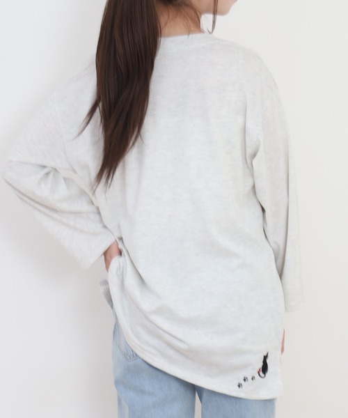 Quelle Chance(ケルシャンス)の「多ポケット刺繍プルオーバー いろいろネコ 長袖(Tシャツ/カットソー・レディース・チャコールグレー/オートミール/ミント・L/M)」の8枚目の写真