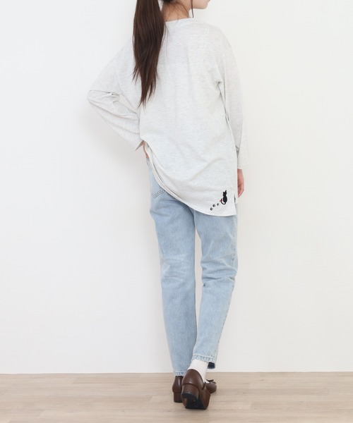 Quelle Chance(ケルシャンス)の「多ポケット刺繍プルオーバー いろいろネコ 長袖(Tシャツ/カットソー・レディース・チャコールグレー/オートミール/ミント・L/M)」の11枚目の写真