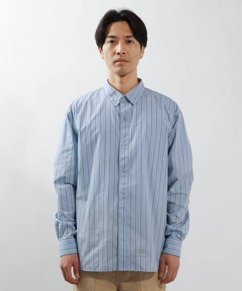 BAYFLOW（ベイフロー）の「【吸水速乾・イージーケア・ストレッチ】SOLOTEXストライプシャツ（シャツ/ブラウス・メンズ・グリーン/サックスブルー・LARGE/MEDIUM）」の6枚目の写真