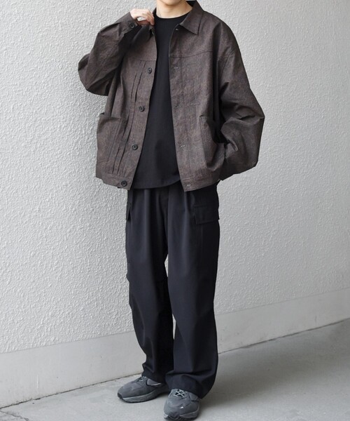 SHIPS any(シップス エニィ)の「SHIPS any:〈撥水/軽量/ストレッチ〉SOLOTEX(R) シアサッカー トラック ブルゾン 26SS(セットアップ対応)◇(ブルゾン・メンズ・チャコールグレー/キャメル/ダークブルー/ネイビー・SMALL/LARGE/MEDIUM)」の15枚目の写真