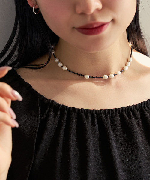 in mood(インムード)の「in mood/インムード ONX&RICEPRL 36cm choker(ネックレス・レディース・ホワイト・FREE)」の2枚目の写真