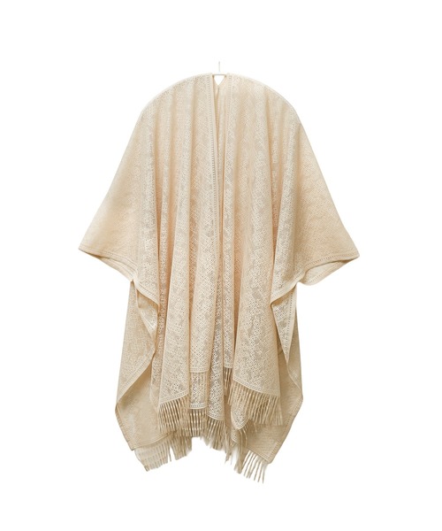 libelle more（リベル モア）の「総レース裾フリンジストールカーディガン（カーディガン/ボレロ・レディース・ベージュ/グレイッシュブルー/オフホワイト/カーキ/ブラック・M）」の13枚目の写真